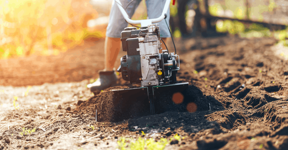 tilling a garden