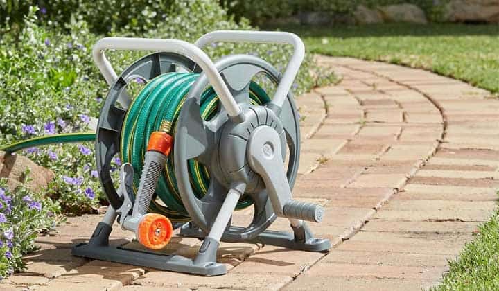 How-To-Wrap-A-Hose-Around-A-Hose-Reel hose wrapped around reel